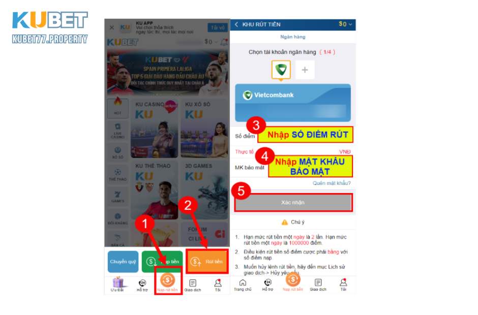 Các bước rút tiền Kubet77 cực kỳ đơn giản