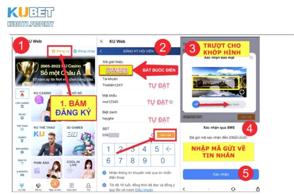 Hướng dẫn từng bước đăng ký Kubet77