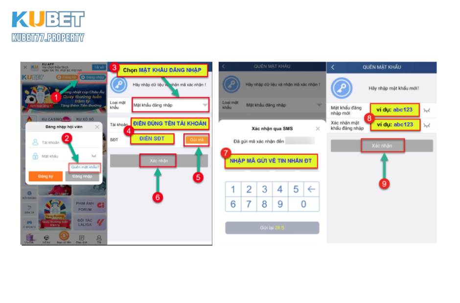 Quy trình xử lý khi quên mật khẩu Kubet77